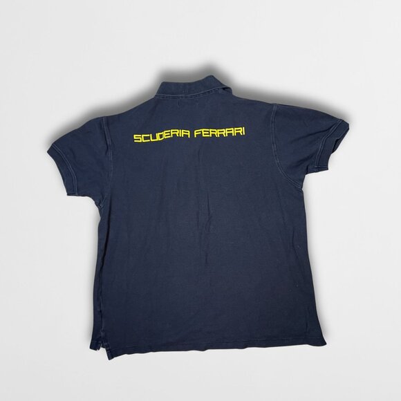 Ferrari Scuderia Polo Shirt XL Navy Cotton Mens Classic Logo Design - Picture 3 of 5